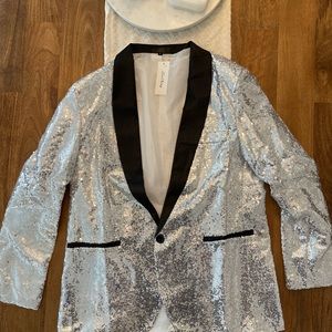 Crystal sequin slim fit dinner jacket blazer
